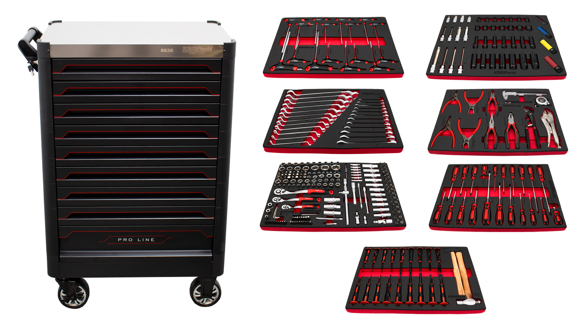 CARRO FERRAMENTAS PROLINE 9 GAVETAS 318PCS